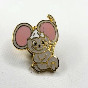 Vintage Cloisonne Look Enamel Mouse Label Pin Sweet Smiling Little Mouse…
